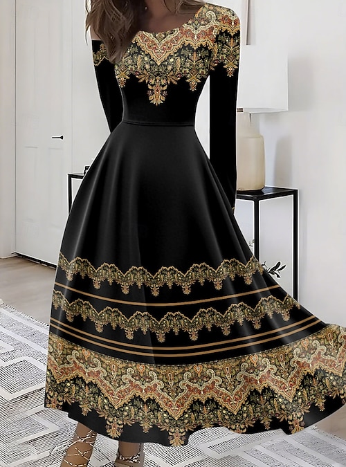 ladies formal dresses australia Serena Brown Tribal Midi Smock Dress – Finery London main image 1