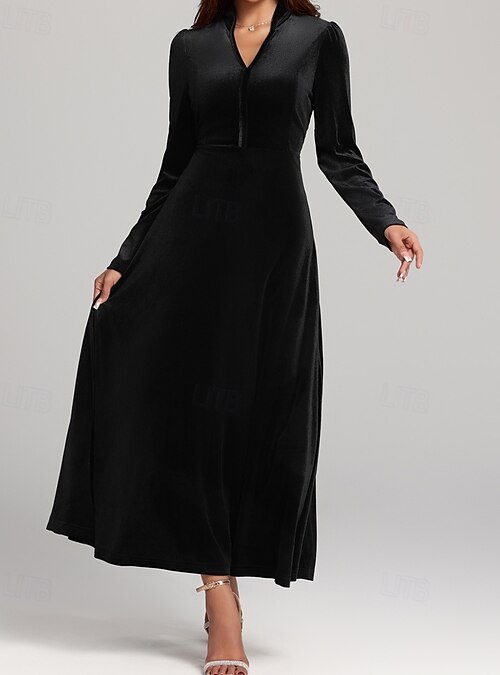 Women's Midi Dress Black Dress Casual Dress Elegant Fashion Modern Daily  Outdoor Evening Party Regular Fit Plain Long Sleeve V Neck Black Spring  Winter Autumn 2026 - $35.99