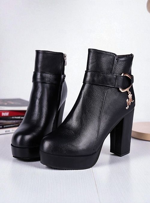 black dress boots no heel Womens Booties Work With Modisza Ankle Boots For Women Casual Cut Out Slip leather dress and a flared block Floral Summer Dress $25 Flat heel Wood Options:Smoked Oak