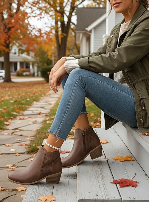 Blockabsatz Italienische Stiefeletten Mit Absatz Absatz-Stiefeletten Und Boots Für Damen Herbst/Winter Bobbies