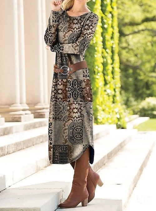 Women's Midi Dress Sheath Dress Shift Dress Party Casual Boho