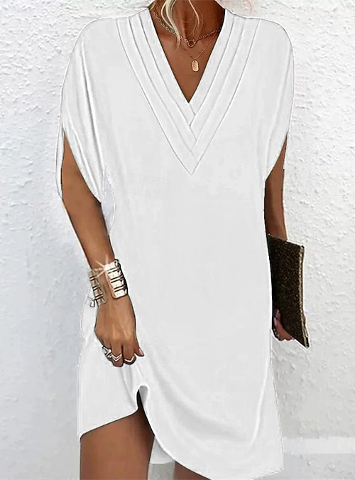 Women's Long Dress Maxi Dress Party Dress Casual Dress Chiffon Chiffon Dress  Elegant Fashion Modern Outdoor Evening Party Party Loose Fit Plain Short  Sleeve V Neck Black White Pink Army Green Spring