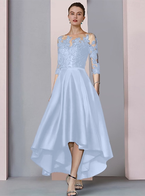 chinese dress ladies Fitted Asymmetrical Satin Slit Gown by Ladivine Y025 main image 1