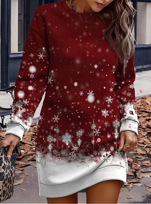 Christmas Women's Snowflake Knee Length Dress Sweater Dress Shift Dress Vacation Casual Birthday Date Regular Fit Graphic Ugly Long Sleeve Crew Neck Wine Blue Purple Fuchsia Spring Fall Winter 2026 - $32.99 Christmas Women's Snowflake Knee Length Dress Sweater Dress Shift Dress Vacation Casual Birthday Date Regular Fit Graphic Ugly Long Sleeve Crew Neck Wine Blue Purple Fuchsia Spring Fall Winter 2026 - $32.99