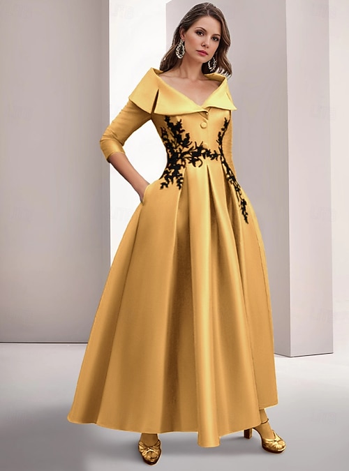 green emerald velvet dress GIA Chic A-Line Pleated Long Sleeves Satin Formal Dresses, Olive Green main image 0