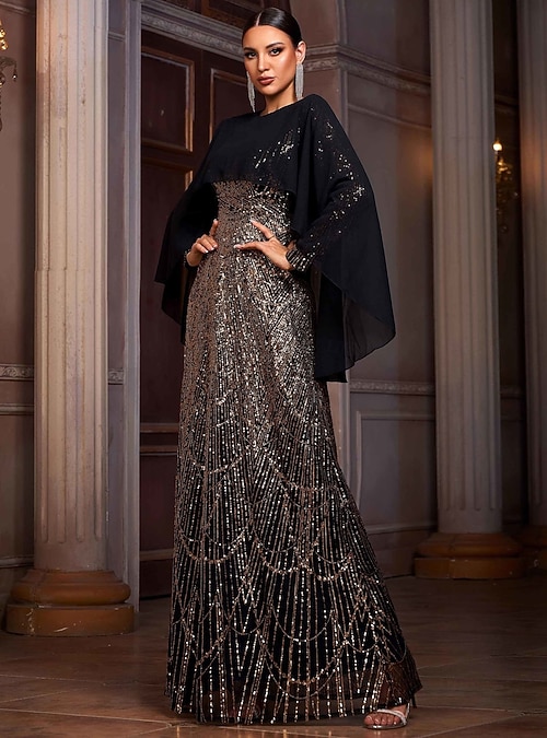 sequin dress elegant Ladivine CC324 Elegant Beaded Formal Fitted Gown Fringe Off-the-Shoulder –  Mia Bella Couture