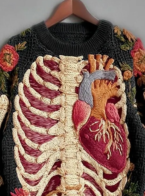 Women's Sweater Skeleton Cute Streetwear Casual Graphic Skeleton