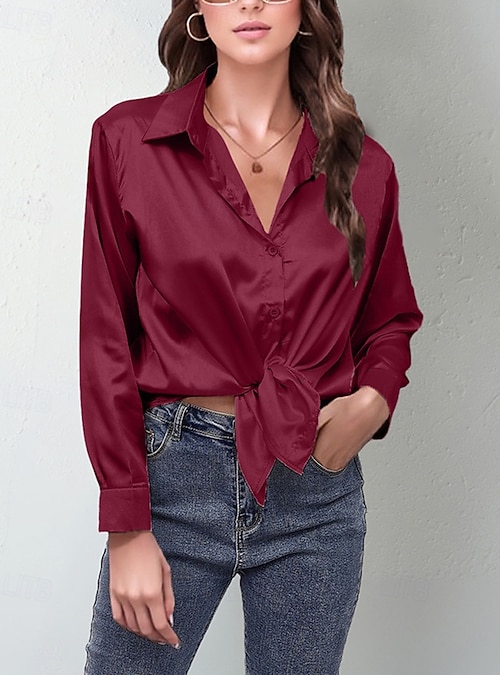 Per donna Camicia Elegant Elegante Raso/Satin Semplice Elegante