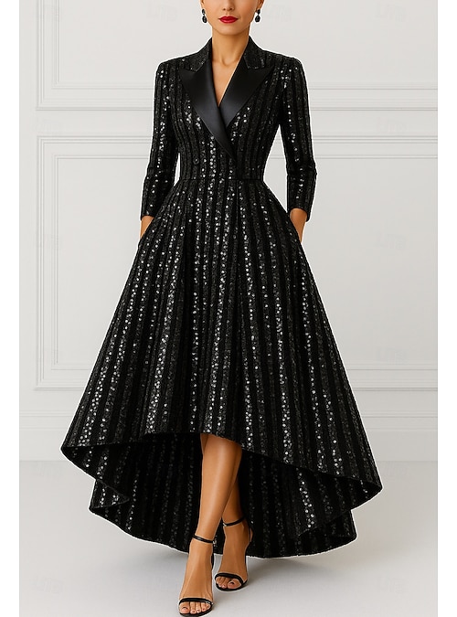 Black Sequin Tuxedo Dress Blazer A-Line Formal Wedding Wedding Guest Satin Elegant Vintage 3/4 Length Sleeve Floor Length Notched Lapels Zipper 2026 - $183.99 Black Sequin Tuxedo Dress Blazer A-Line Formal Wedding Wedding Guest Satin Elegant Vintage 3/4 Length Sleeve Floor Length Notched Lapels Zipper 2026 - $183.99