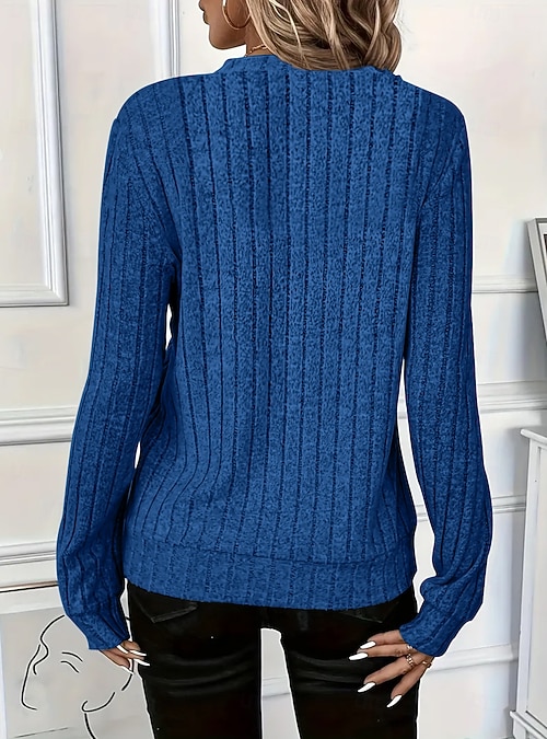 Damen Langarm Pullover Mit V-Ausschnitt - Elegantes Strickoberteil Für Herbst & Winter