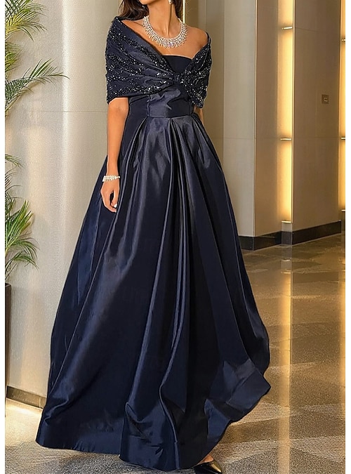 elegant evening dresses nz A-Line Floor Length Beaded Eembroidered Formal Dresses Mother of the Bride Dress  Prom Dresses Evening Gown Ball Gown Formal Dress Elegant Glittering  Celebrity Style Sleeveless Off Shoulder Garden 2026