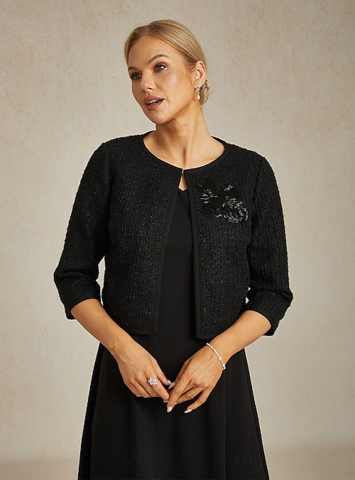Women's Jacket Trench Coat Warm Beaded Elegant Formal Party Wedding Guest Work Short Crewneck Regular Fit Long Sleeve Outerwear Black Spring Fall 2026 - $71.99 Women's Jacket Trench Coat Warm Beaded Elegant Formal Party Wedding Guest Work Short Crewneck Regular Fit Long Sleeve Outerwear Black Spring Fall 2026 - $71.99