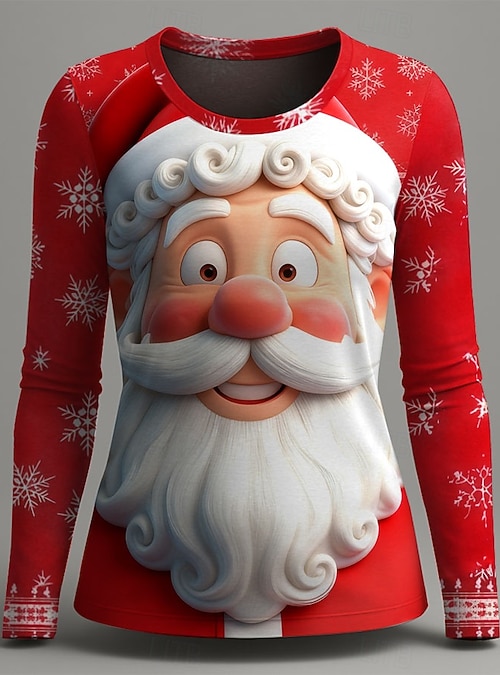 Natale Per donna Maglietta Grafico Babbo Natale Natale Moda Casual