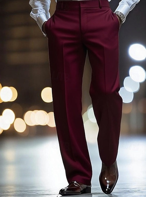 Straight Pant Red Silk Pants Suit Men's Trousers Dress Pants Silk Like Satin Pants Baggy Pants Straight Pant Red Silk Pants Suit Men's Trousers Dress Pants Silk Like Satin Pants Baggy Pants