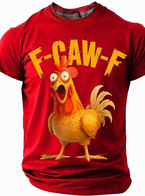 Lustiges Hahn T-Shirt - Schrei Gockel Meme Cartoon Design, Herren Shirt
