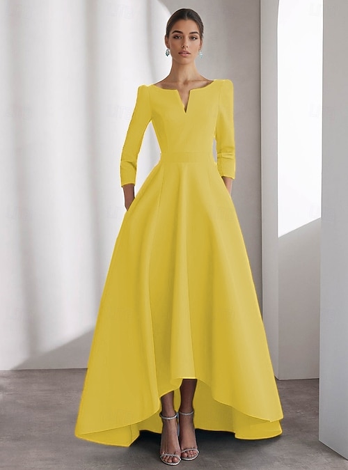 A-Line Asymmetrical Ankle Length Formal Dresses A Line Dress Cocktail Dresses Elegant Vintage Long Sleeve V Neck Wedding Formal Satin with Pocket 2026 - $173.99 A-Line Asymmetrical Ankle Length Formal Dresses A Line Dress Cocktail Dresses Elegant Vintage Long Sleeve V Neck Wedding Formal Satin with Pocket 2026 - $173.99