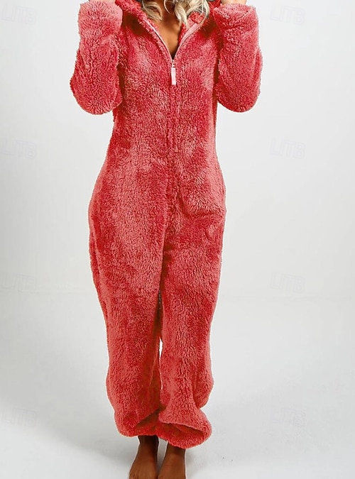 Women's Normal Jumpsuit Streetwear Solid Color Long Sleeve Hooded