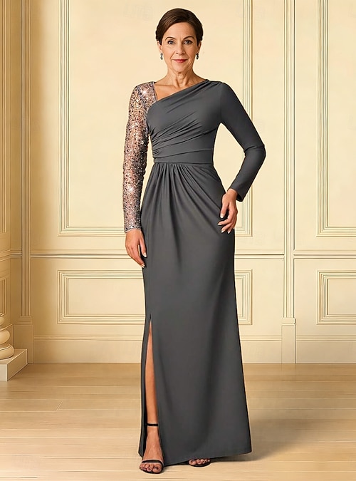 simple formal dresses with sleeves SHEIN Modely Women's Solid Color Simple Daily Long Sleeve Dress Party |  Dress