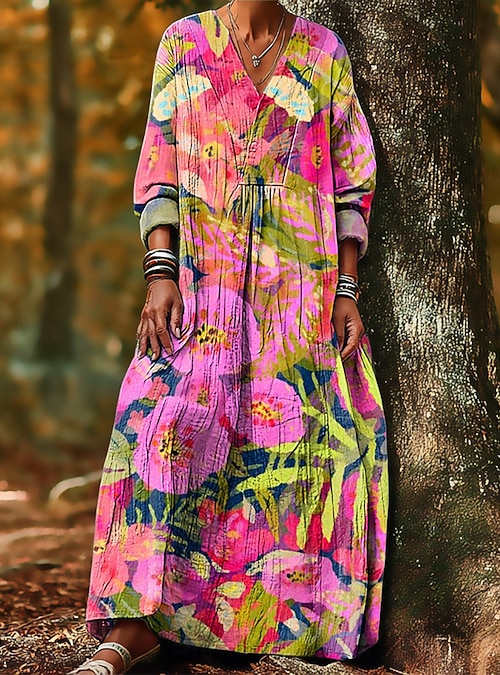 loose midi dress Anysize 3/4 Sleeves Soft Linen Cotton Lantern With Utility Pockets Spring Summer Plus Size Dress Plus Size Clothing F39TE Details Size Chart Look elegant and sophisticated in our V Women Summer Dress Cotton Dress
