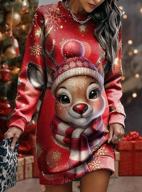 Noël Femmes Robe Longueur Genou Robe fourreau Vacances Occasionnel