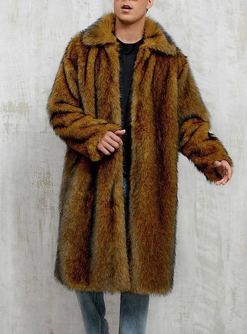 Men's Casual Jacket Faux Fur Coat Vacation Daily Thermal Warm