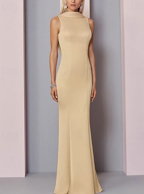 green emerald velvet dress White High Neck Satin Midi Engagement Dress with Keyhole main image 0