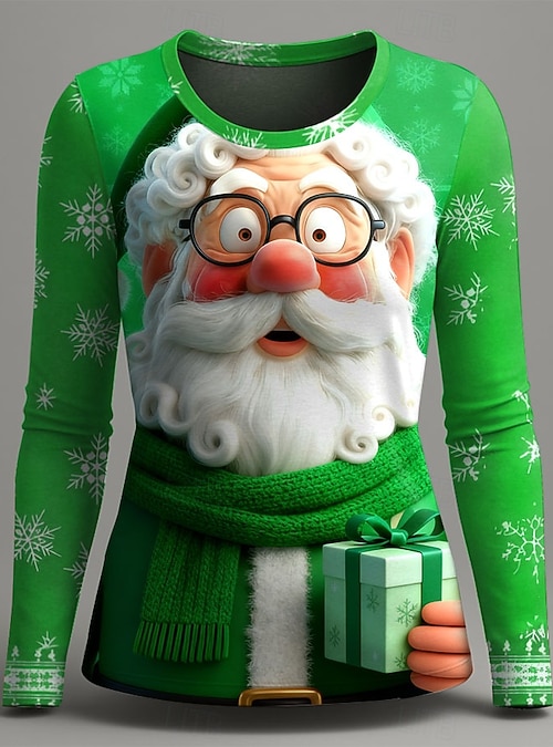 Natale Per donna Maglietta Grafico Babbo Natale Vintage Moda