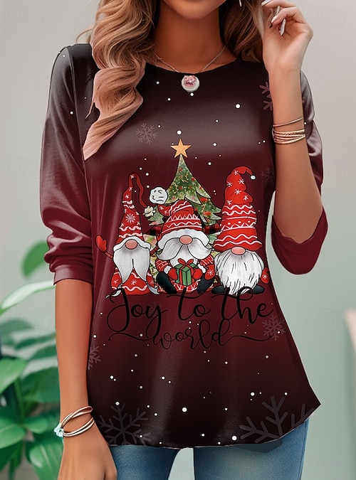 2025年 クリスマス 女性用 Tシャツ グラフィック サンタクロース