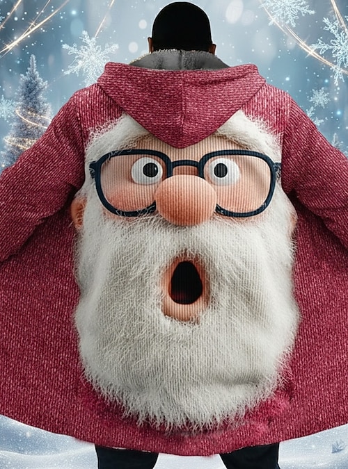 Cape Homme Père Noël Polaire - Manteau Chaud Ouvert Style Cape Pour Fêtes De Noël Maison - 13