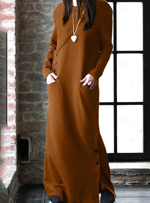 chinese dress ladies Rae Hoodie Sweatshirt Dress, Chocolate Brown / x Small main image 0