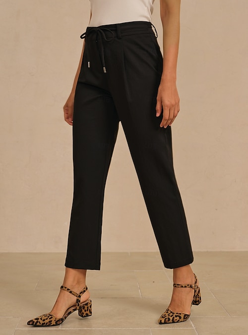Women's Pants Slim Cigarette Fit Front Zipper Waist Drawstring Spring Fall  Casual Work 2026