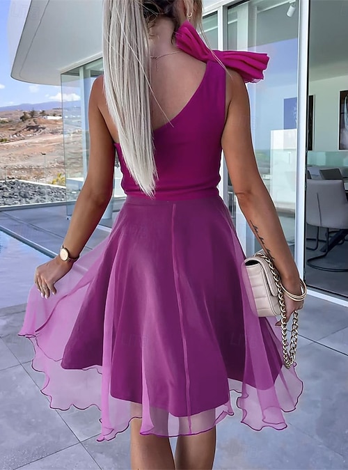 white christmas dresses Lilac Purple Striped & Floral Mini Casual Summer Dress– PromGirl main image 0