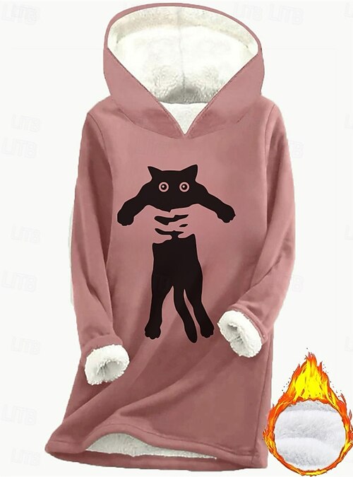 Sweat à Capuche Femme Avec Poche Pour Chat/chien - Transport Animal - Polaire Douce - Taille Oversize - 2
