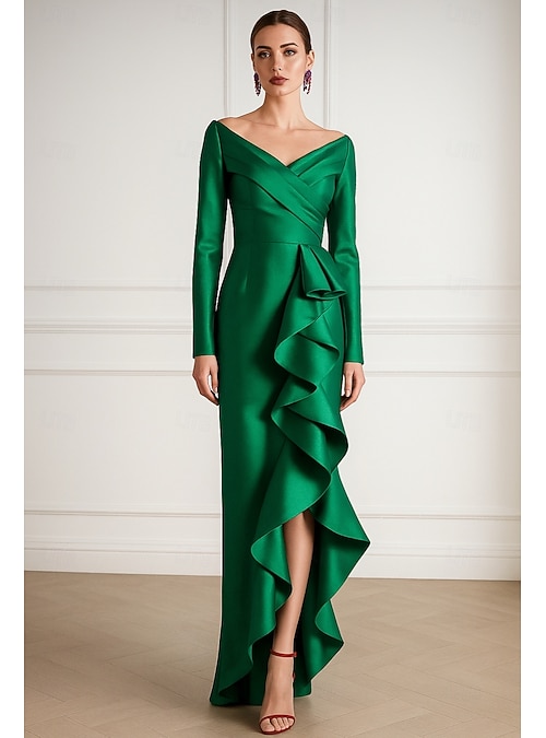 forest green cocktail dress for wedding Gothic Forest Green Ball Gown with Textured Ruffle Accents main image 0