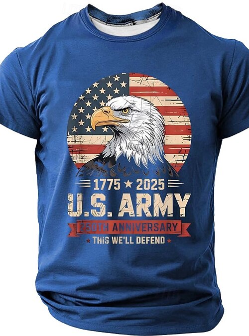 T-shirt Uomo Moda Aquila Americana USA Bandiera – Manica Corta, Girocollo – Taglie M, L, XL, 2XL – Blu – Fitness, Palestra, Casual - 3