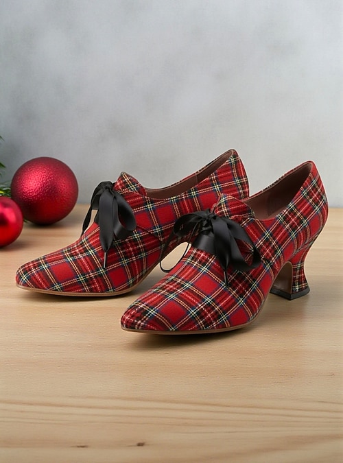 red plaid dress shoes Penelope Chilvers Women's Plaid Mary Jane - Red - Ballerinas