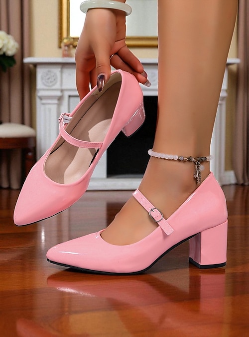 pink ladies dress shoes hopeusnice Women's Cut Out Block Heel Pumps Closed Toe Dress Shoes Comfortable Low Heel Work Wedding Party Shoes Pink 42, Size: 42 US 9