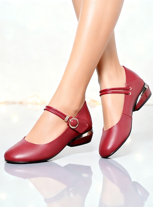 Women's Red Genuine Leather Mary Jane Dance Shoes - Comfortable Low Heel Ballroom & Stage Performance Shoes for Latin, Salsa and Practice 2026 - CAD $79.99 Women's Red Genuine Leather Mary Jane Dance Shoes - Comfortable Low Heel Ballroom & Stage Performance Shoes for Latin, Salsa and Practice 2026 - CAD $79.99
