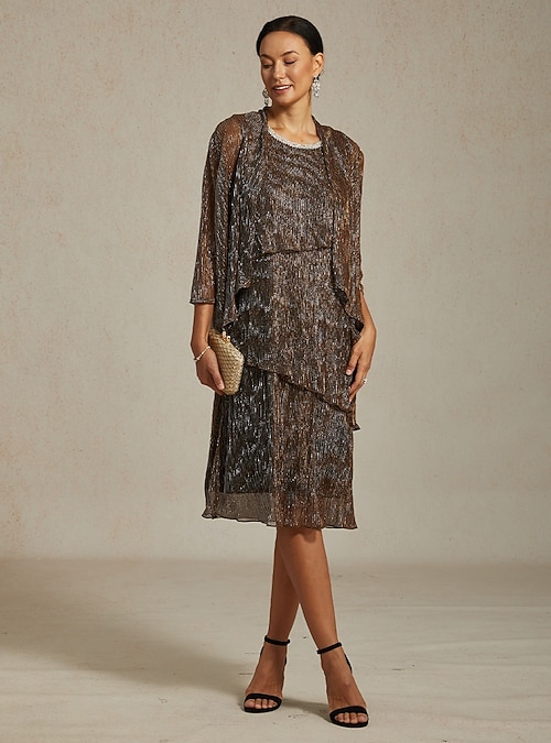 Women's Midi Dress Shift Dress Elegant Party Solid Color Beaded Metallic Layered Illusion Sleeveless Crew Neck Gray Pink Summer Spring Fall 2026 - $89.99 Women's Midi Dress Shift Dress Elegant Party Solid Color Beaded Metallic Layered Illusion Sleeveless Crew Neck Gray Pink Summer Spring Fall 2026 - $89.99