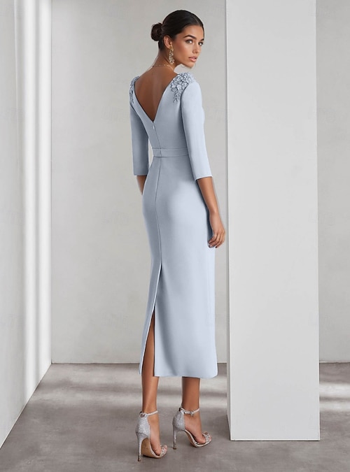 ankle length sheath dress Sheath/Column Off-the-Shoulder Stretch Satin Mother of the Bride Dresses with 3D Flower Sleeveless Ankle-Length, Light Pink