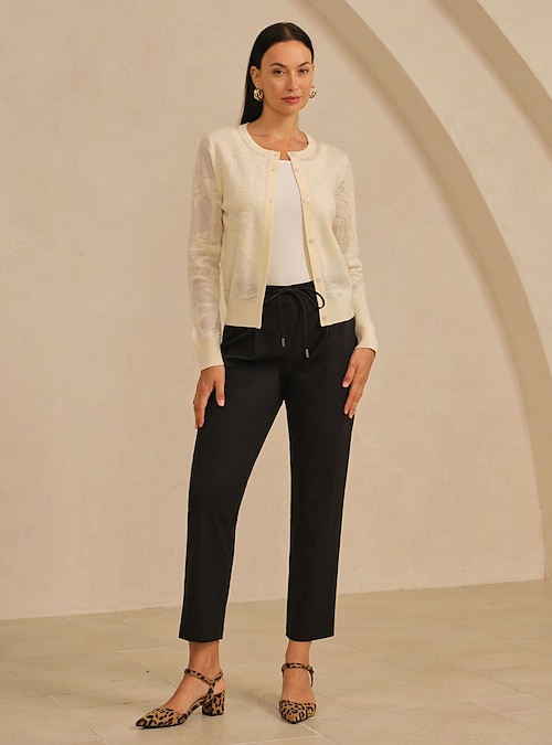 Women's Pants Slim Cigarette Fit Front Zipper Waist Drawstring Spring Fall Casual Work