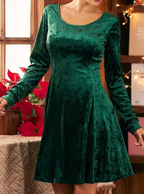 Women s Mini Dress Christmas Dress Velvet Dress Party Dress Cocktail Dress Elegant Fashion Modern Evening Party Party Holiday Regular Fit Plain Long