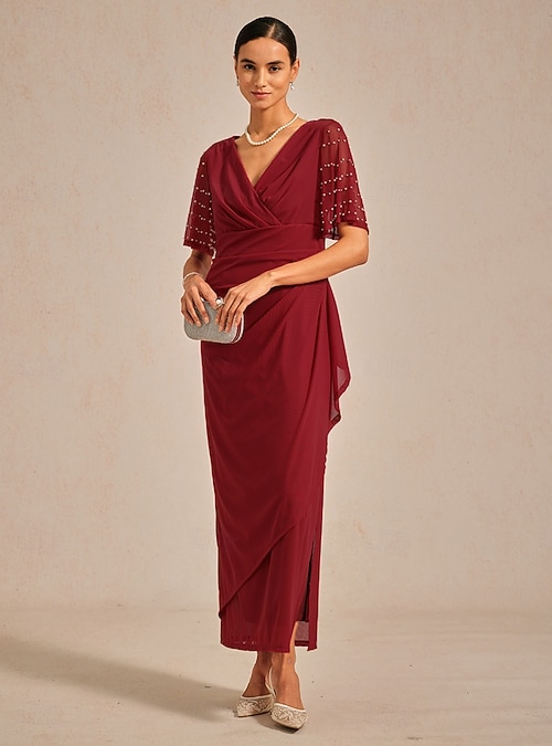strapless open back dress Burgundy Velvet Dress - Bridesmaid Dress main image 0