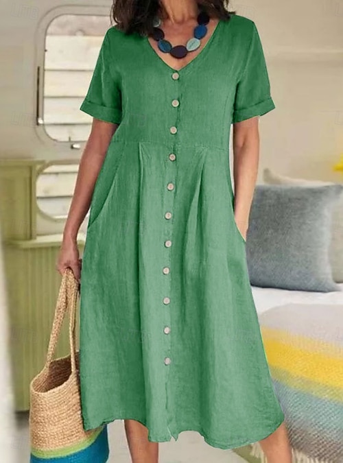 green overalls dress Gree Women Maxi Dress, Floral Elastic Waist Long Ankle Length Boho Short Sleeve Casual Spring Summer L / White main image 1