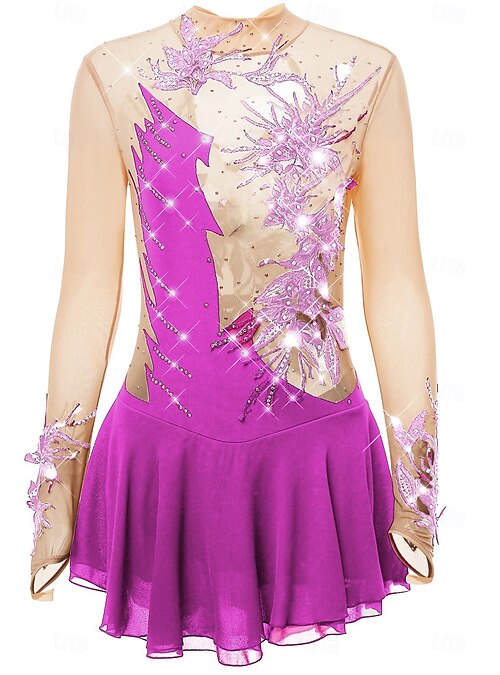 Figure Skating Dress Women's Girls' Ice Skating Dress Outfits Light Purple  Yan pink Violet Spandex High Elasticity Practice Skating Wear Handmade  Fashion Long Sleeve Ice Skating Winter Sports Figure 2026 - 121.99