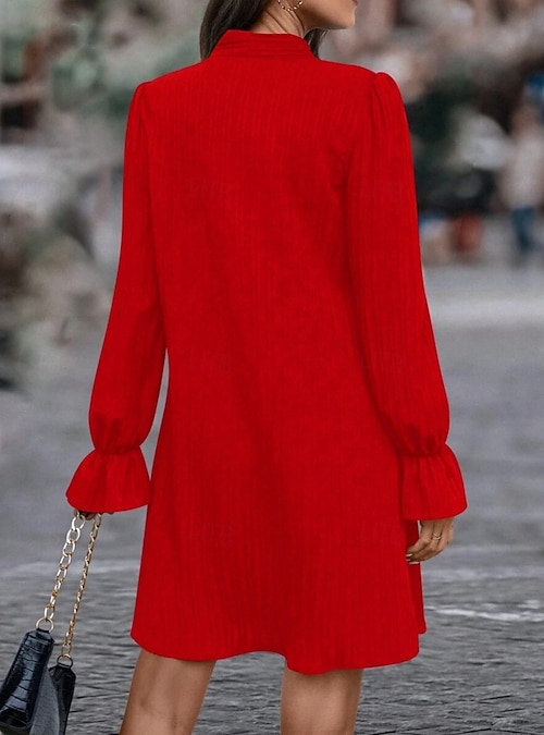 open lace back dress Red with Black Micro Polka Print Plunge Mini Dress