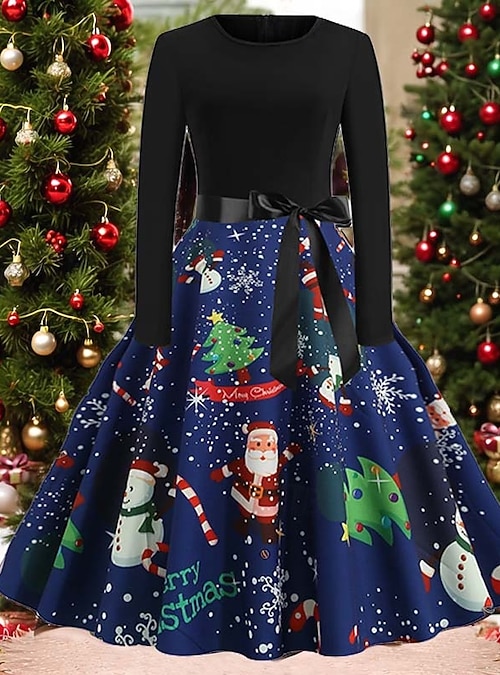white christmas dresses A-Line Cocktail Dresses Minimalist Dress Christmas Tea Length Long Sle – BL  Dress