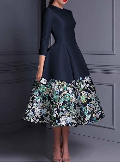 A-Line Ankle Length Beaded Eembroidered Formal Dresses Mother of the Bride  Dress Cocktail Dresses Party Dresses Elegant Long Sleeve Crew Neck Wedding  Formal Satin Taffeta with Slit 2026 - $188.99