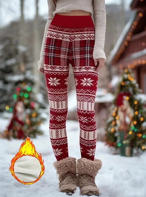 Leggings De Navidad Para Mujer - Pantalones Elásticos Con Estampado Festivo, Cintura Alta Y Cómodos