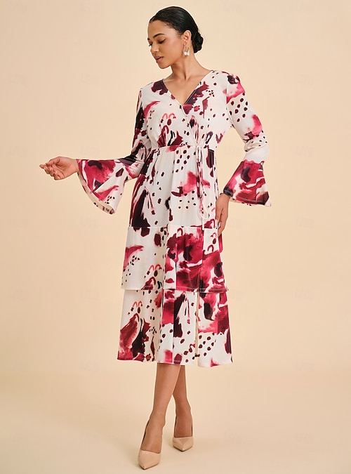 Women's Maxi Dress Burgundy Long Sleeve V Neck Elegant Casual Vacation Daily Spring Fall 2026 - KZT 51910.14 Women's Maxi Dress Burgundy Long Sleeve V Neck Elegant Casual Vacation Daily Spring Fall 2026 - KZT 51910.14